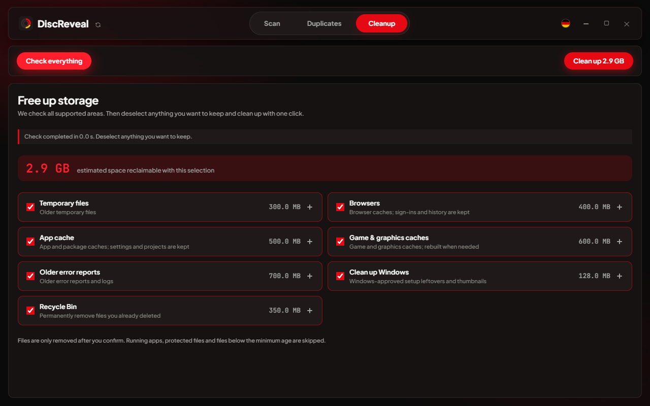 DiscReveal – Disk Space Analyzer & Windows Cleanup